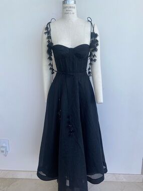 Zimmermann Natura Corset Black Floral Midi Dress